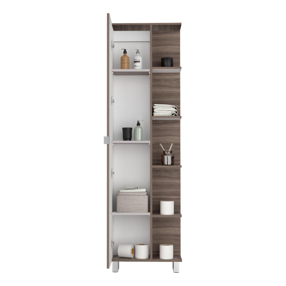 Mueble Esquinero Aqua, Avellana y Blanco, con Variedad de Entrepaños ZF