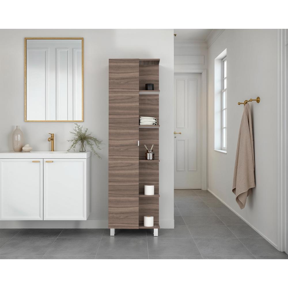 Mueble Esquinero Aqua, Avellana y Blanco, con Variedad de Entrepaños ZF