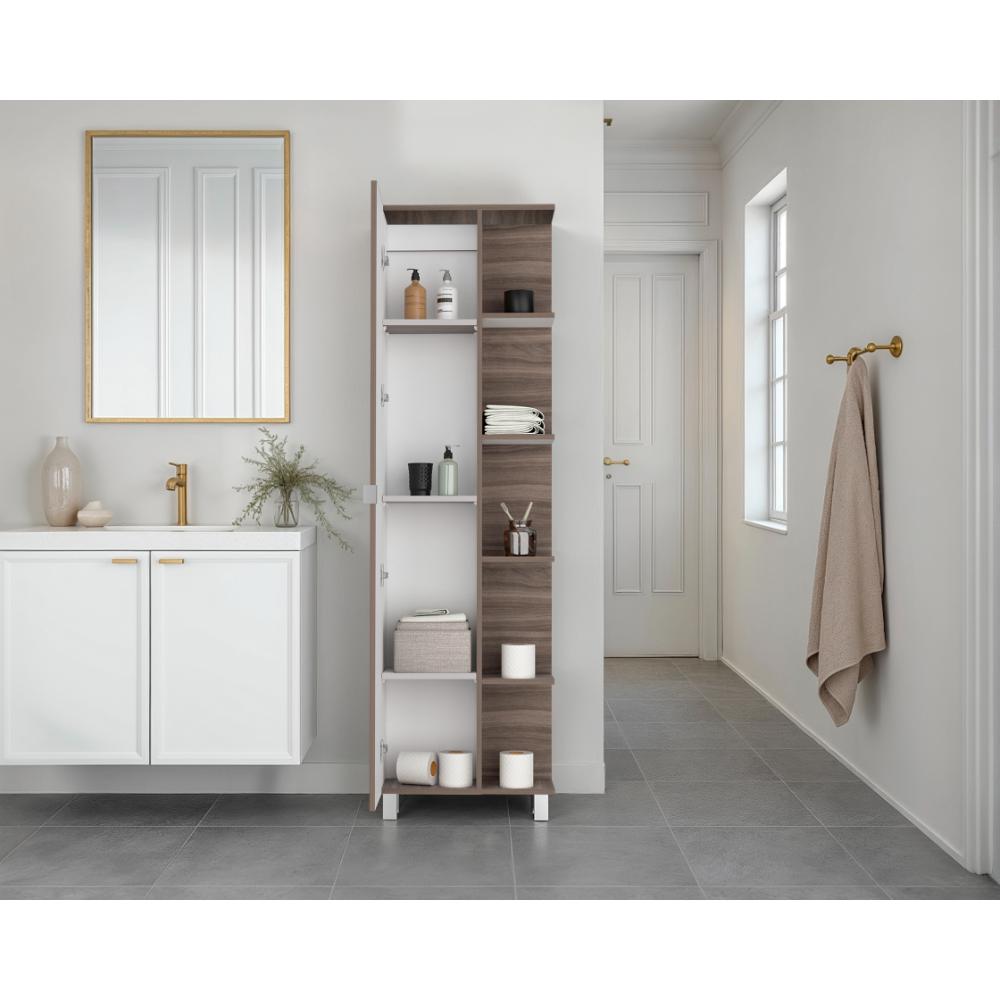 Mueble Esquinero Aqua, Avellana y Blanco, con Variedad de Entrepaños ZF