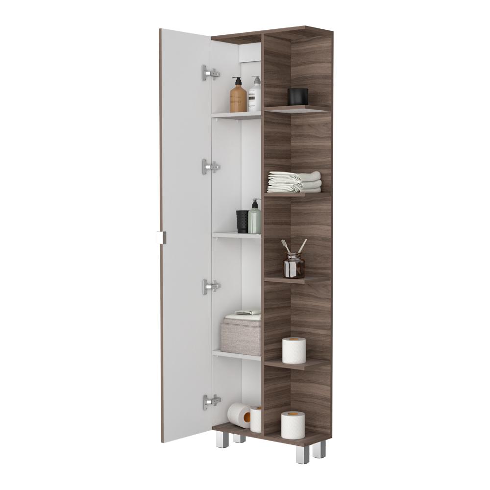Mueble Esquinero Aqua, Avellana y Blanco, con Variedad de Entrepaños ZF