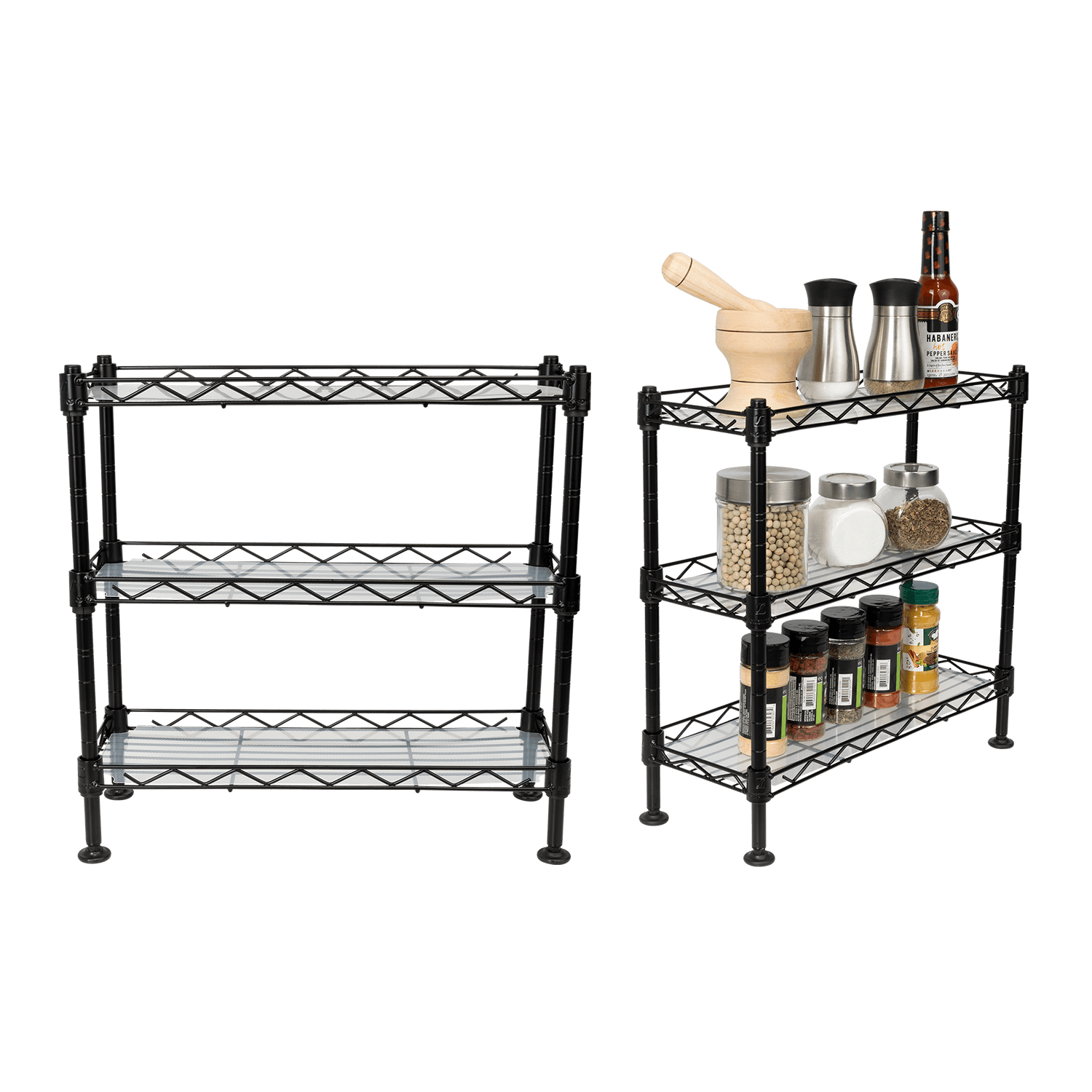 Organizador para Especias Shelves, Negro, de Tres niveles X2