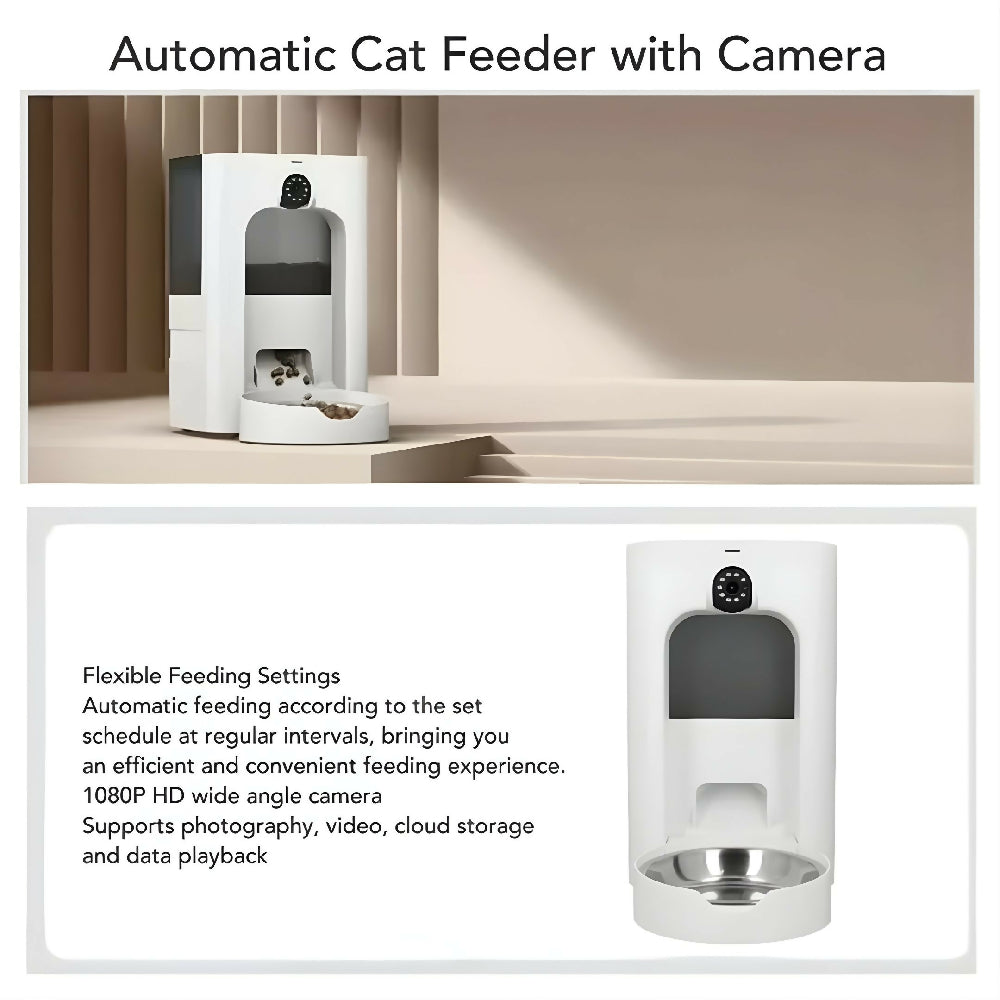Dispensador De Comida Inteligente Con Cámara Full HD 1080P Conexión WiFi