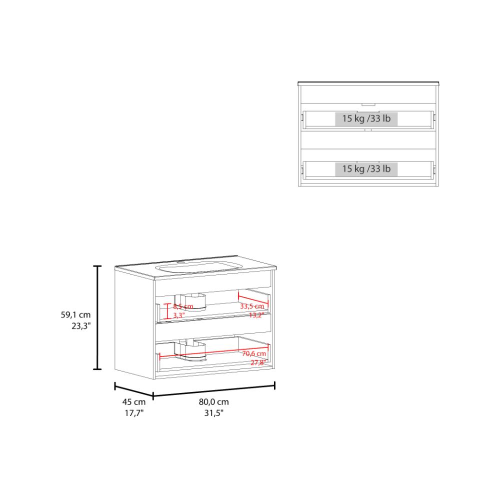Mueble Para Lavamanos Opalo, Wengue, Incluye Lavamanos Praia 80 ZF