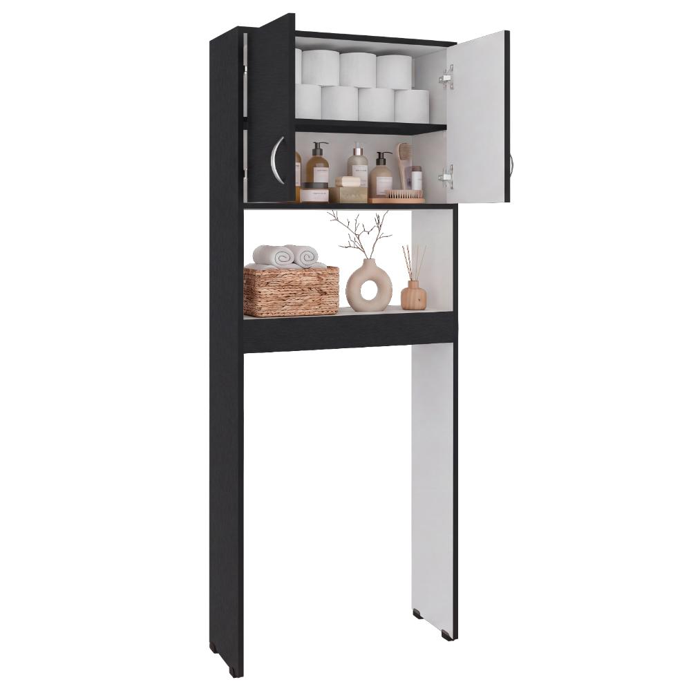 Gabinete de Baño Bristol-25, Wengue y Blanco, Amplios Espacios para Colocar Objetos Decorativos ZF