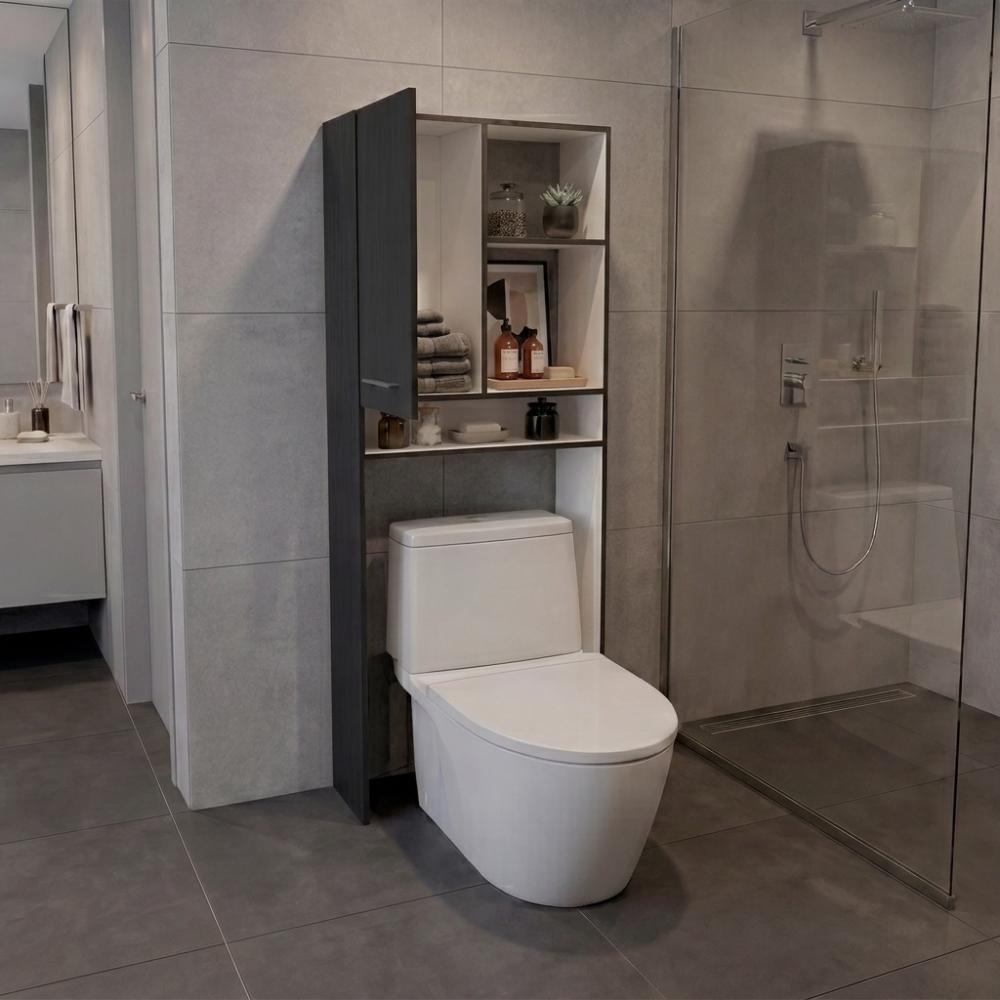 Gabinete de Baño Bristol-26, Wengue y Blanco, Amplios Espacios para Colocar Objetos Decorativos ZF