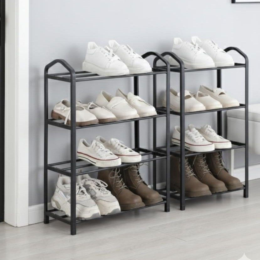 Zapatero organizador Tody, Negro, de 4 niveles con amplio espacio para 8 pares