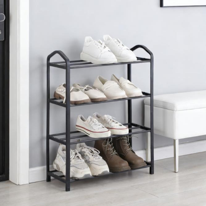 Zapatero organizador Tody, Negro, de 4 niveles con amplio espacio para 8 pares