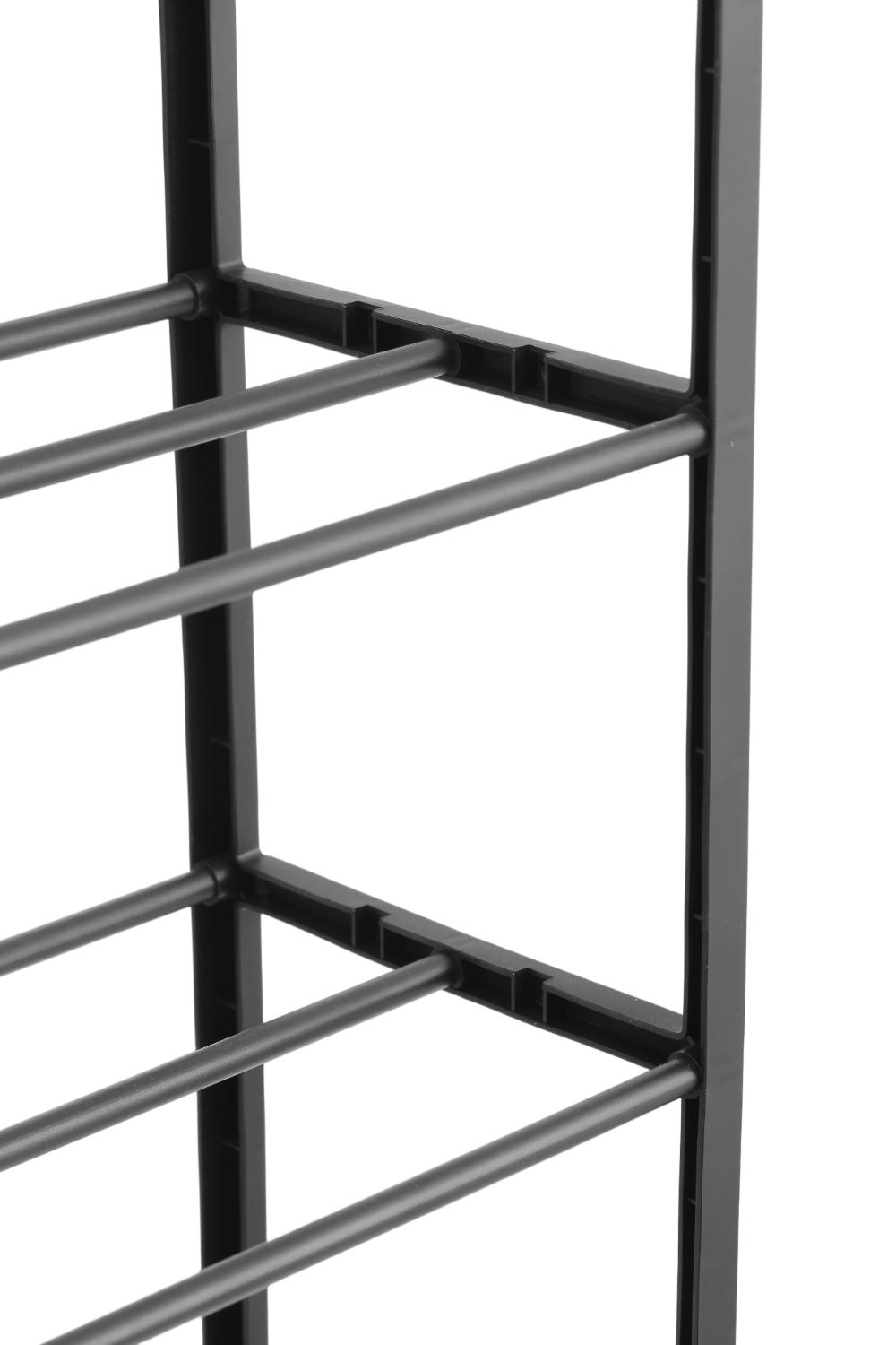 Zapatero organizador Juna, Negro, de 5 niveles con amplio espacio para 15 pares
