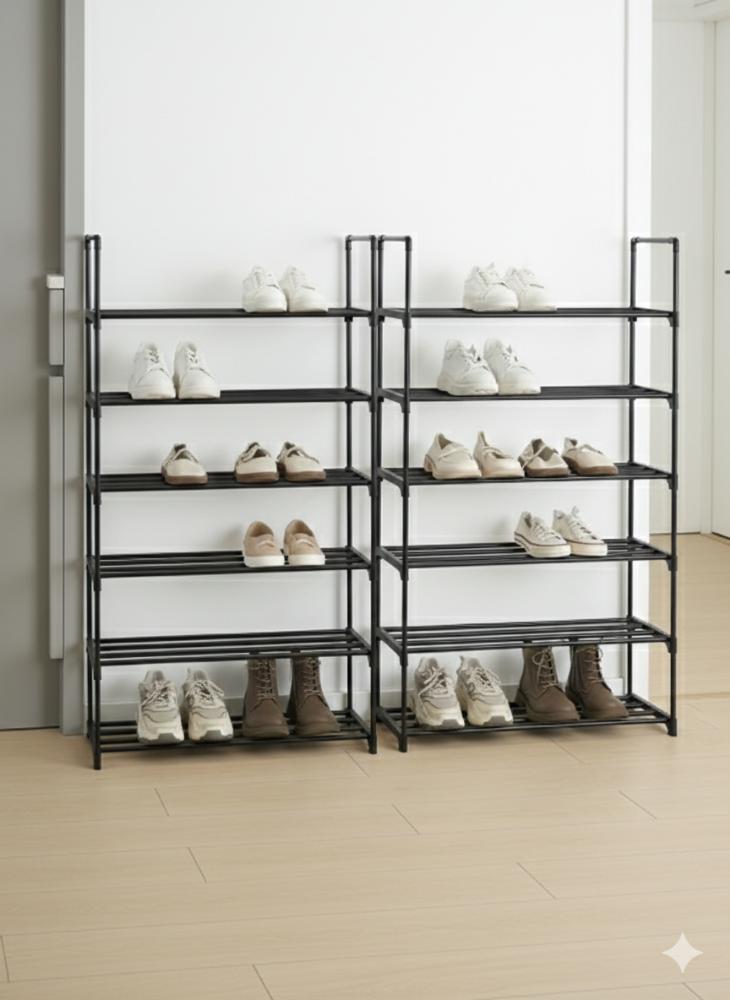 Zapatero organizador Kora, Negro, De 5 niveles con amplio espacio para 24 pares