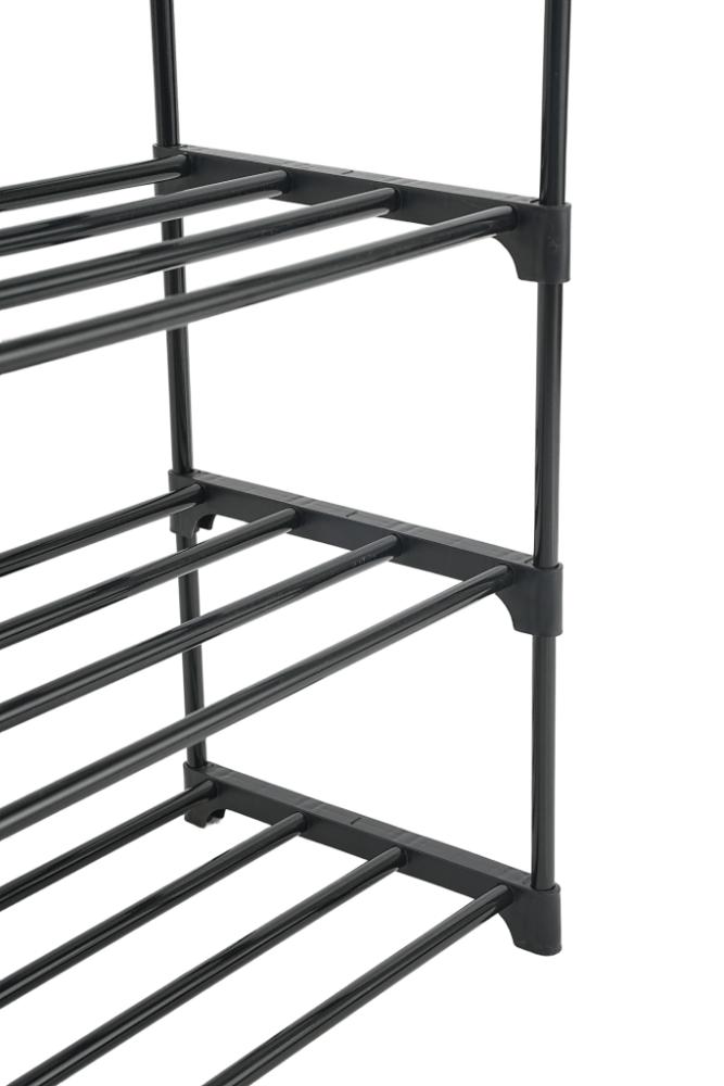Zapatero organizador Kora, Negro, De 5 niveles con amplio espacio para 24 pares