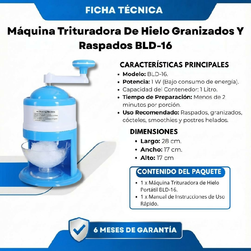 Máquina Trituradora De Hielo Granizados Y Raspados BLD 16