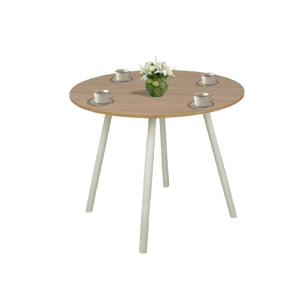 Comedor Redondo 74.5x80x80cm Vienes + 4 Sillas Guam Blancas