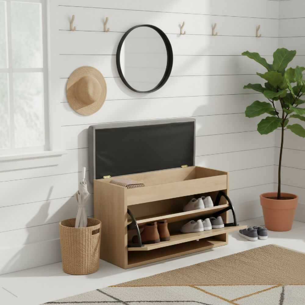 Organizador Zapatero Abatible - Baúl 47x80x30cm Gris Beige