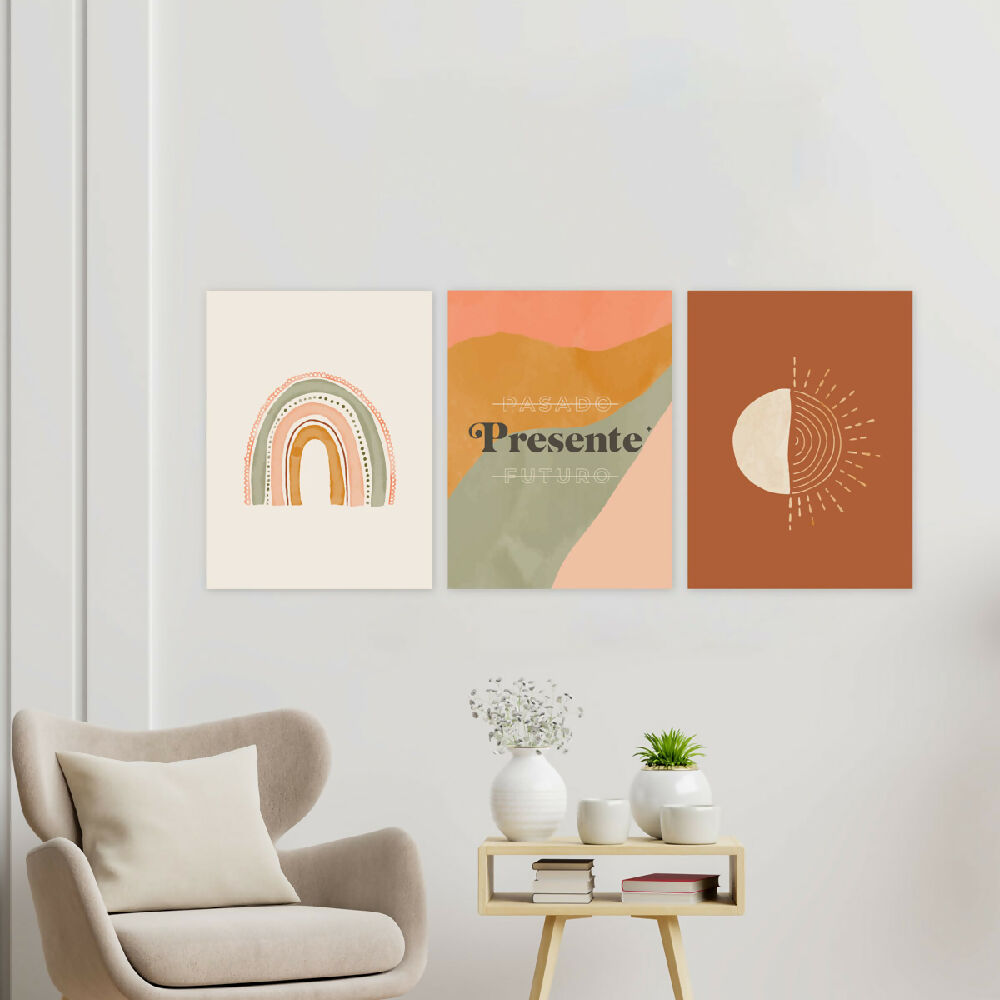 Cuadros decorativos Triptico presente 30x40