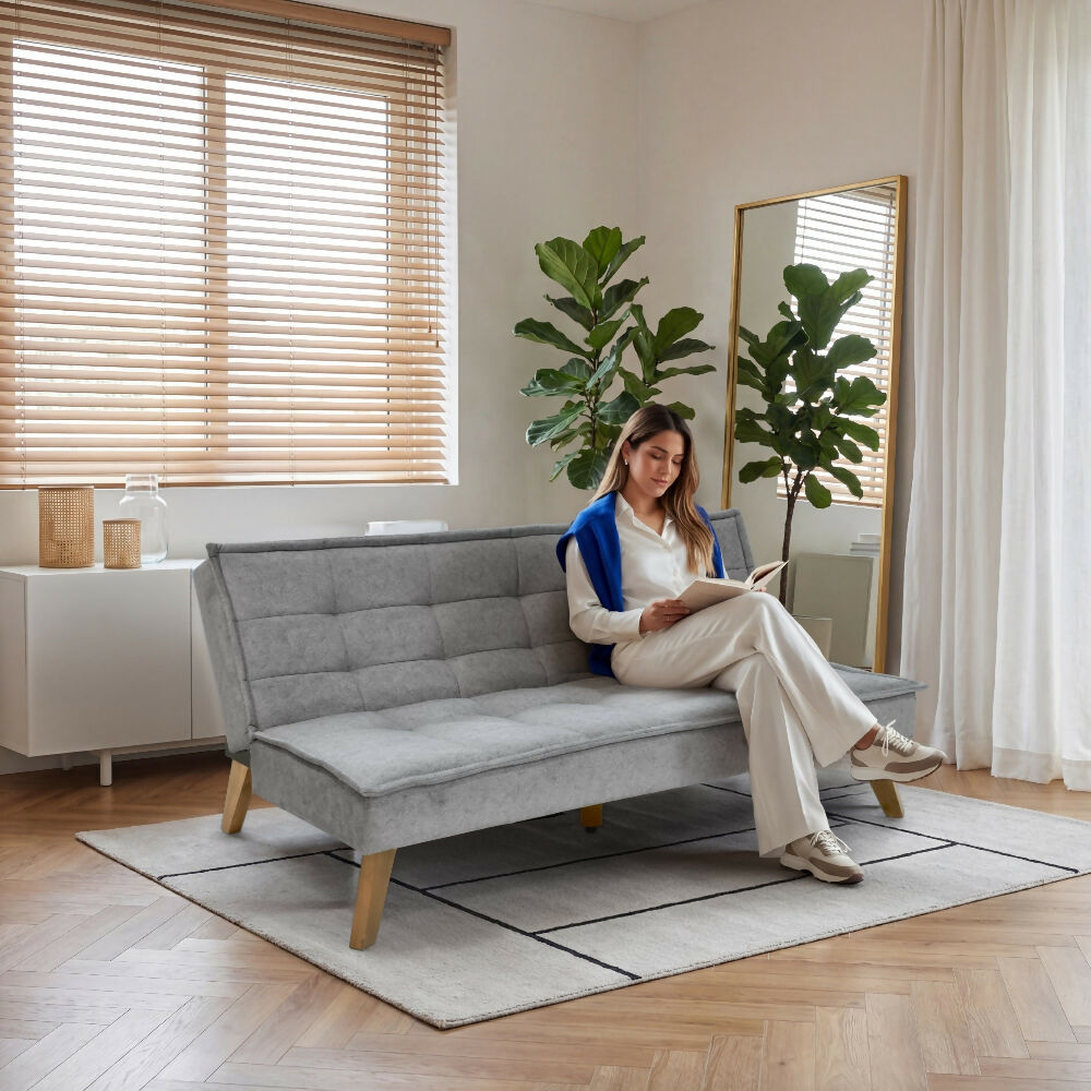 Sofa Cama Morrison 174x100x80 Reclinable Tela Gris