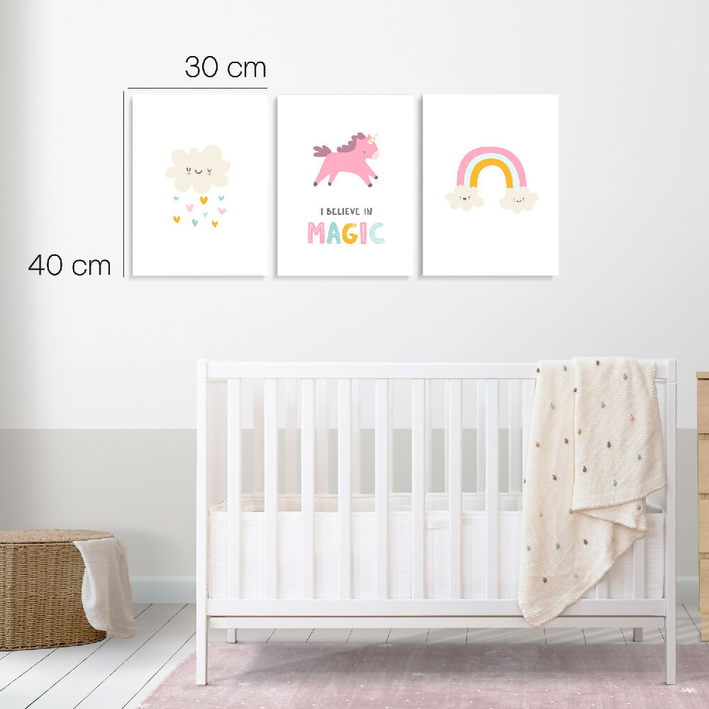 Cuadros Decorativos  Triptico Magic Baby 30x40