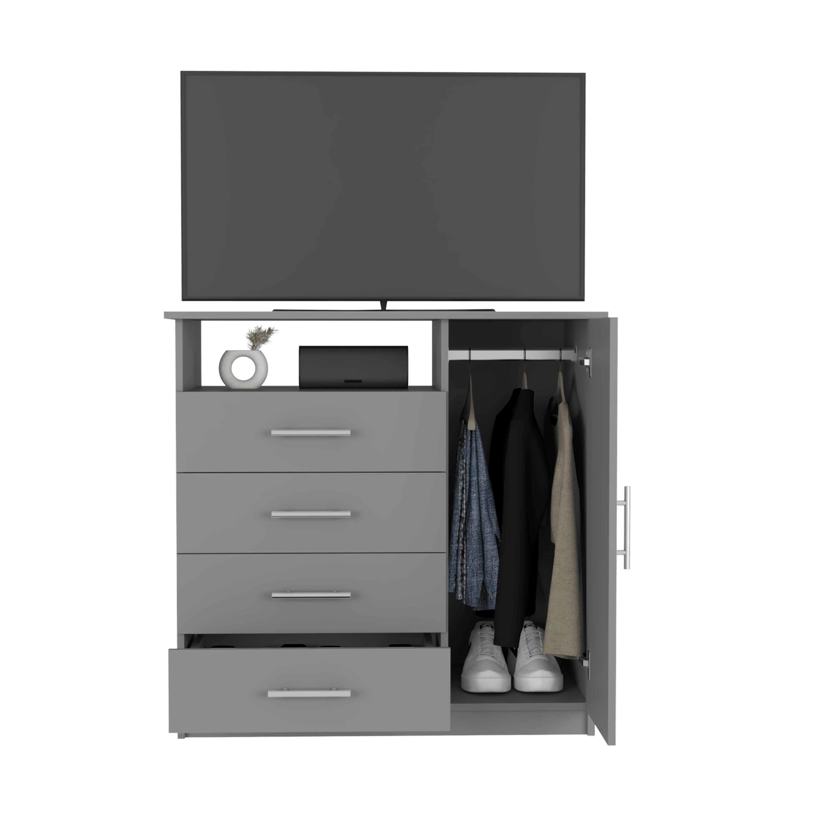 Organizador Barlovento, Gris, con Cuatro Cajones Para Guardar Ropa CF - VIRTUAL MUEBLES