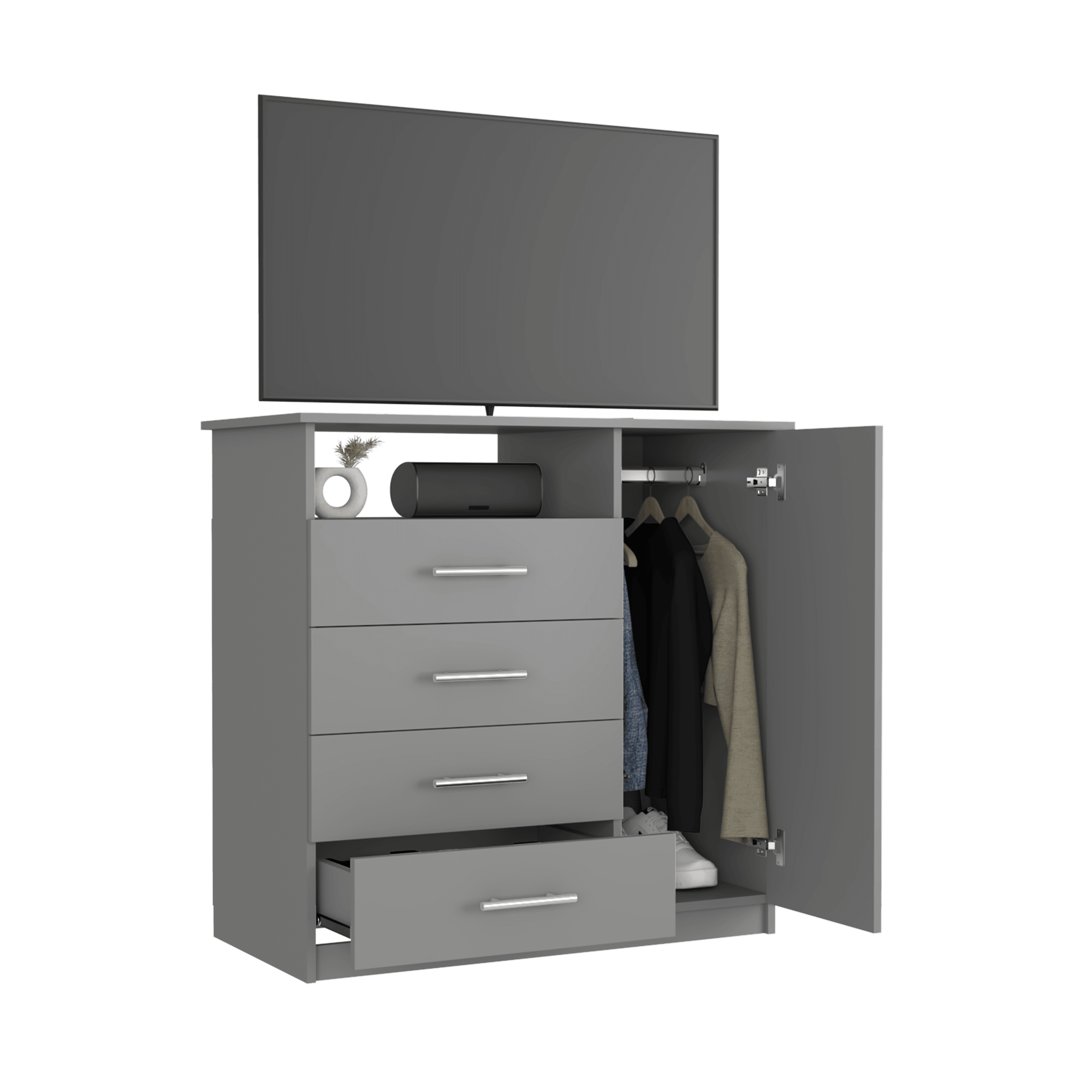 Organizador Barlovento, Gris, con Cuatro Cajones Para Guardar Ropa CF - VIRTUAL MUEBLES