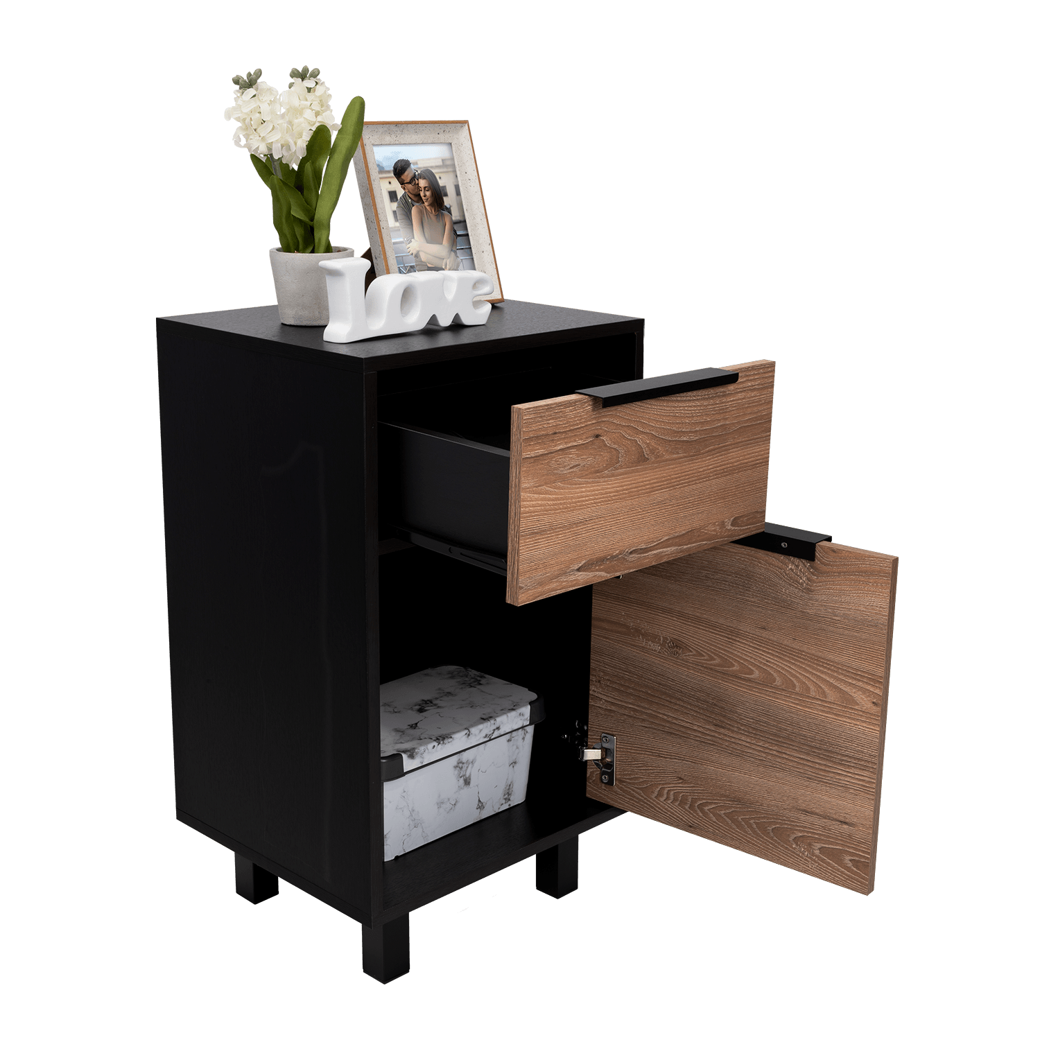 Organizador Wesley, Wengue y Fresno Europeo,  con Una Puerta y Un Cajón Organizador X2