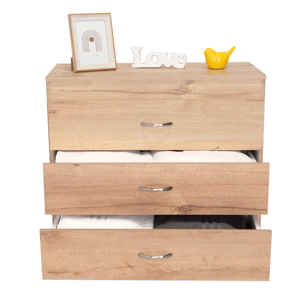 Set de 2 Organizadores Conor, Beige y Blanco, con Tres Cajones Organizadores y Manijas Metálicas