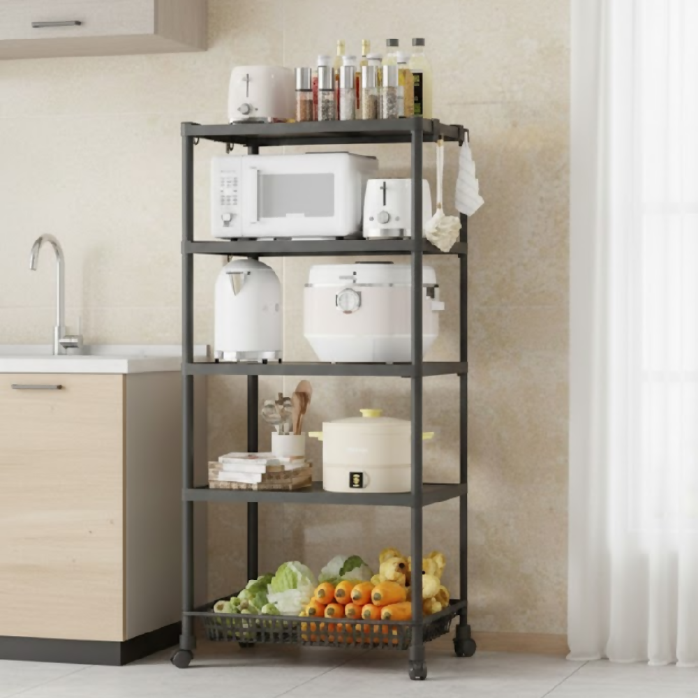 Estante Organizador 5 Niveles Con Ruedas Multiusos YH6710-5D Estantería Móvil Para Cocina, Baño Y Hogar