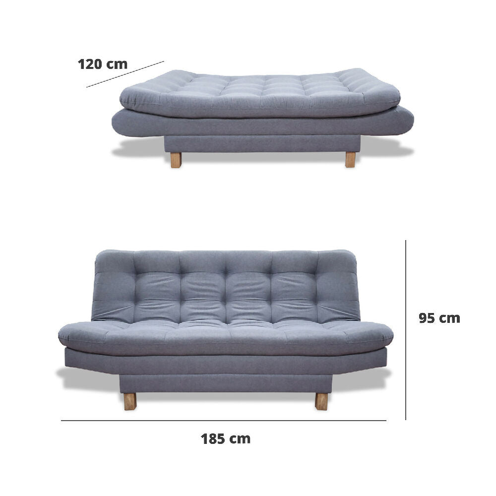 Sofacama Widmer 3 Posiciones Gris + Cojines Decorativos