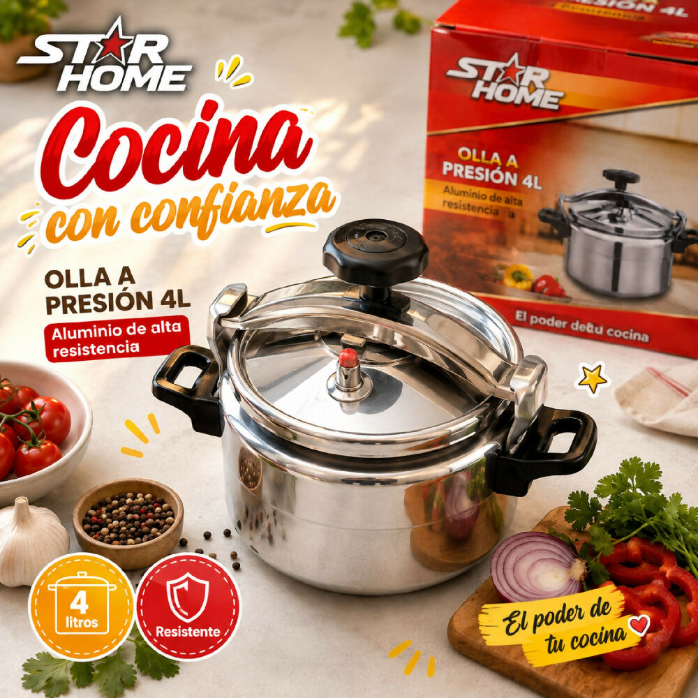 Olla A Presion Star Home 4 Litros En Aluminio Resistente Express Coccion