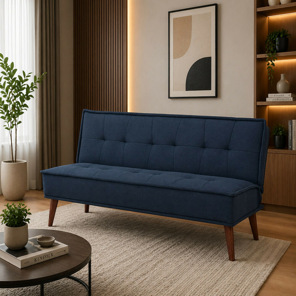 Sofa Cama Otto 3 Puestos Tela Azul