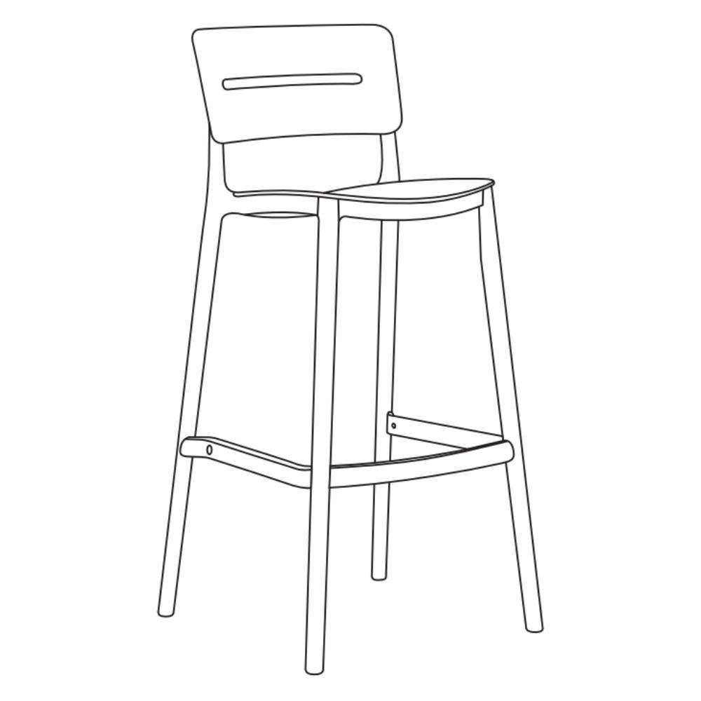Silla para Bar Manila, Verde, Con espaldar rectangular y diseño moderno X2