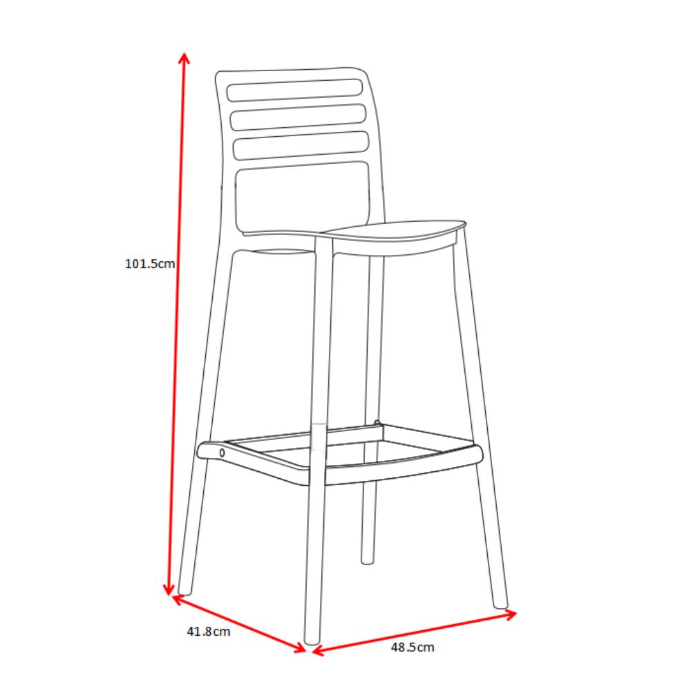 Silla para Bar Palawan, Negro, Con espaldar abierto y diseño minimalista X2