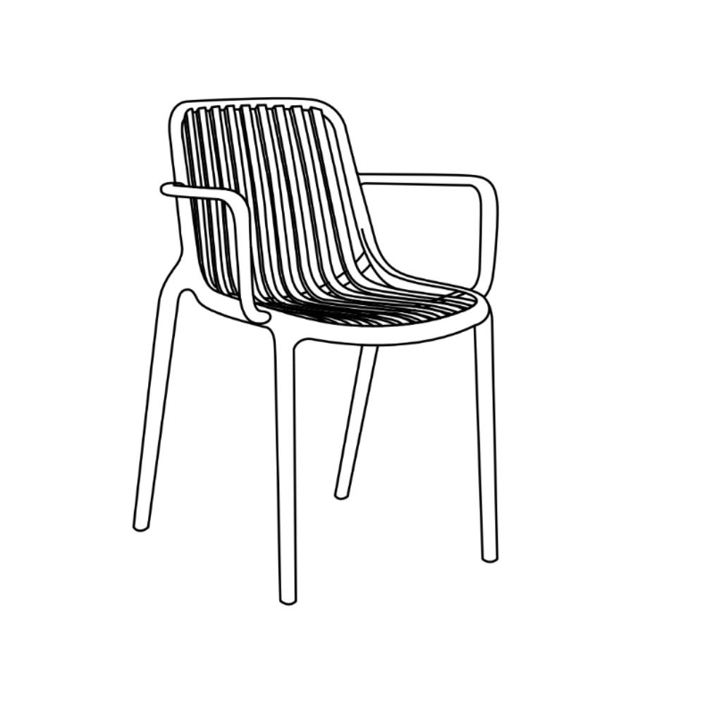 Silla Parma, Gris, Con espaldar en rayas y diseño minimalista X2