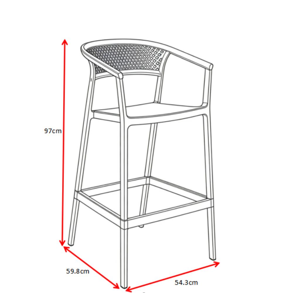 Silla para Bar Salvador, Negro, Con espaldar en malla y diseño Moderno
