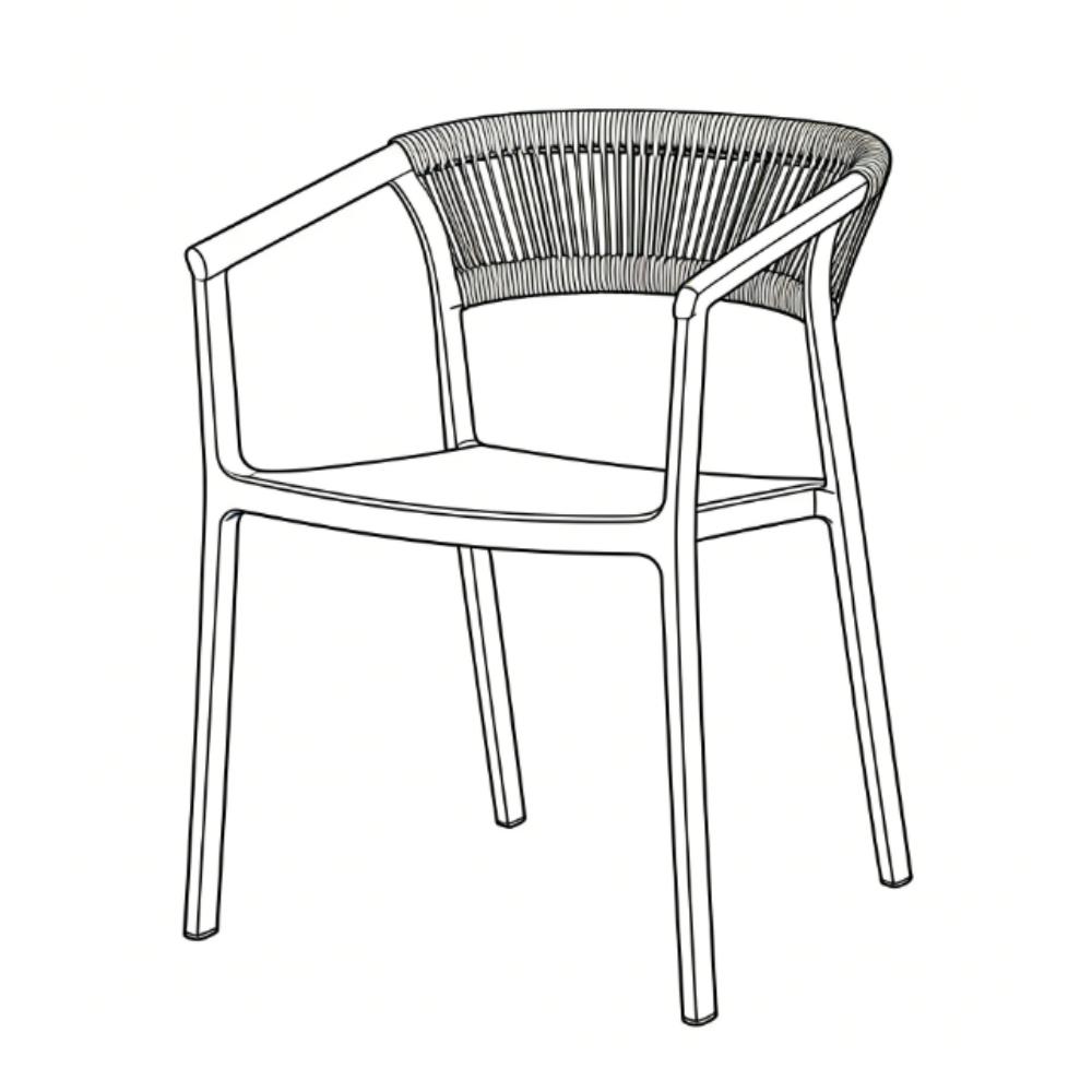 Silla Bali, Taupe, Con espaldar en cuerdas y diseño Moderno