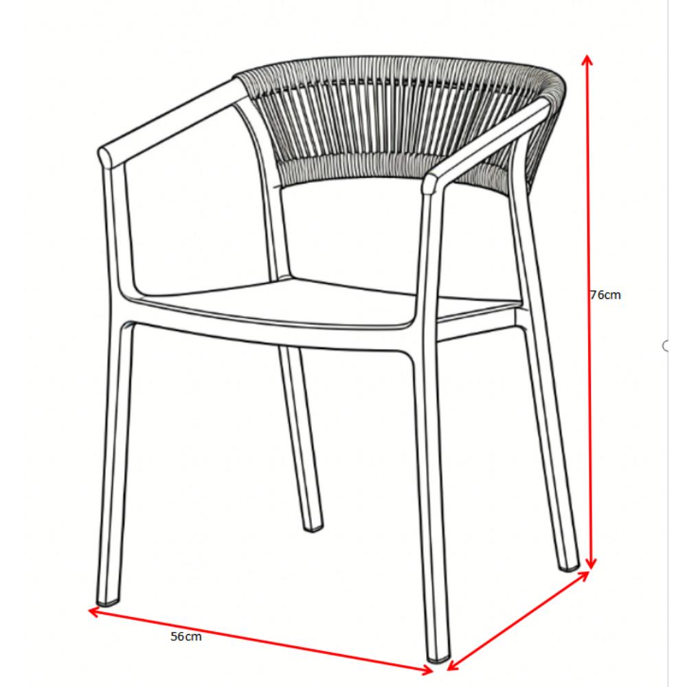 Silla Bali, Taupe, Con espaldar en cuerdas y diseño Moderno
