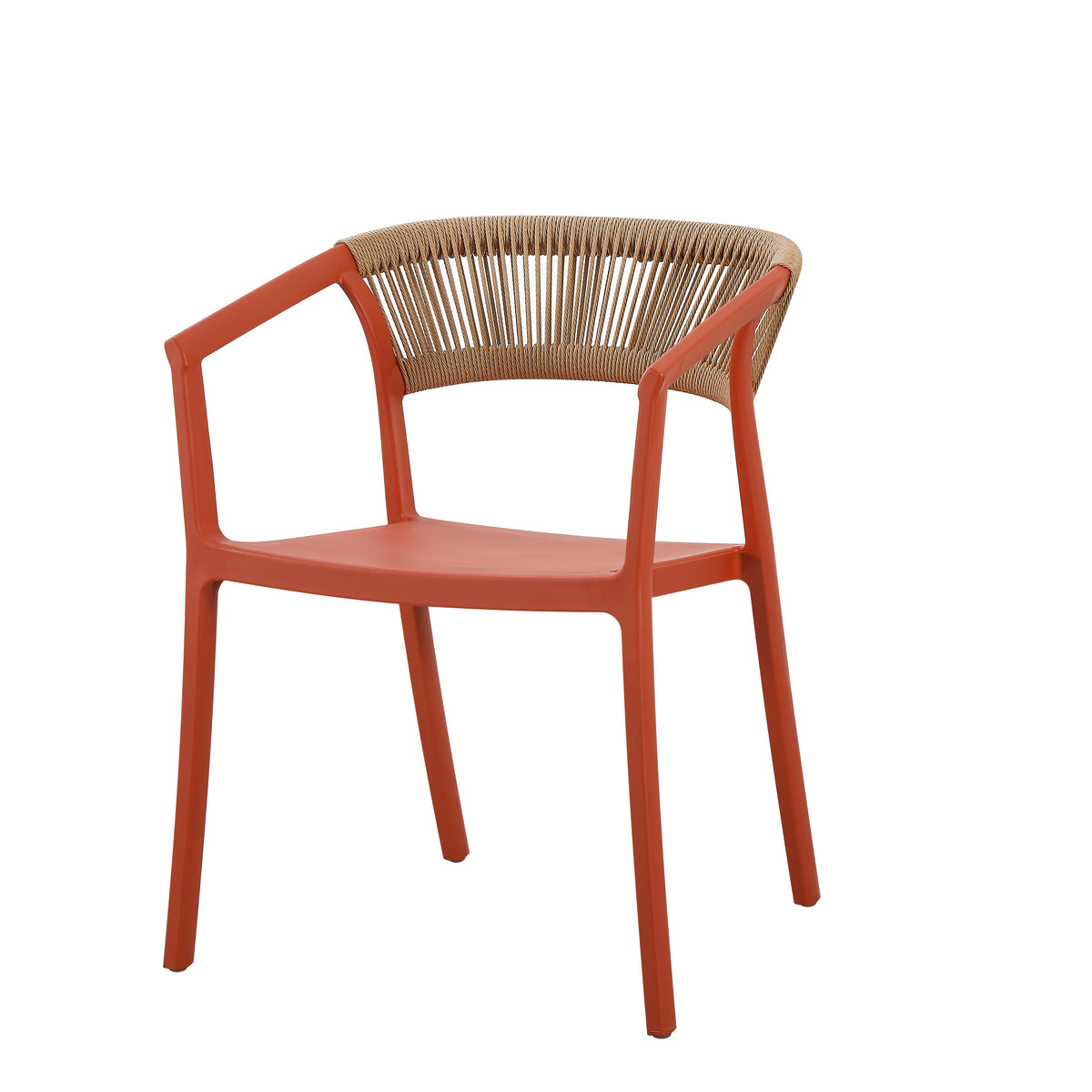Set de 4 Sillas Balí, Terracota, con Espaldar en Cuerdas y Diseño Moderno