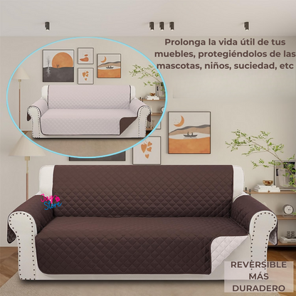 Protector Sofá Forro Mueble Doble Faz 3 Puestos Reversible