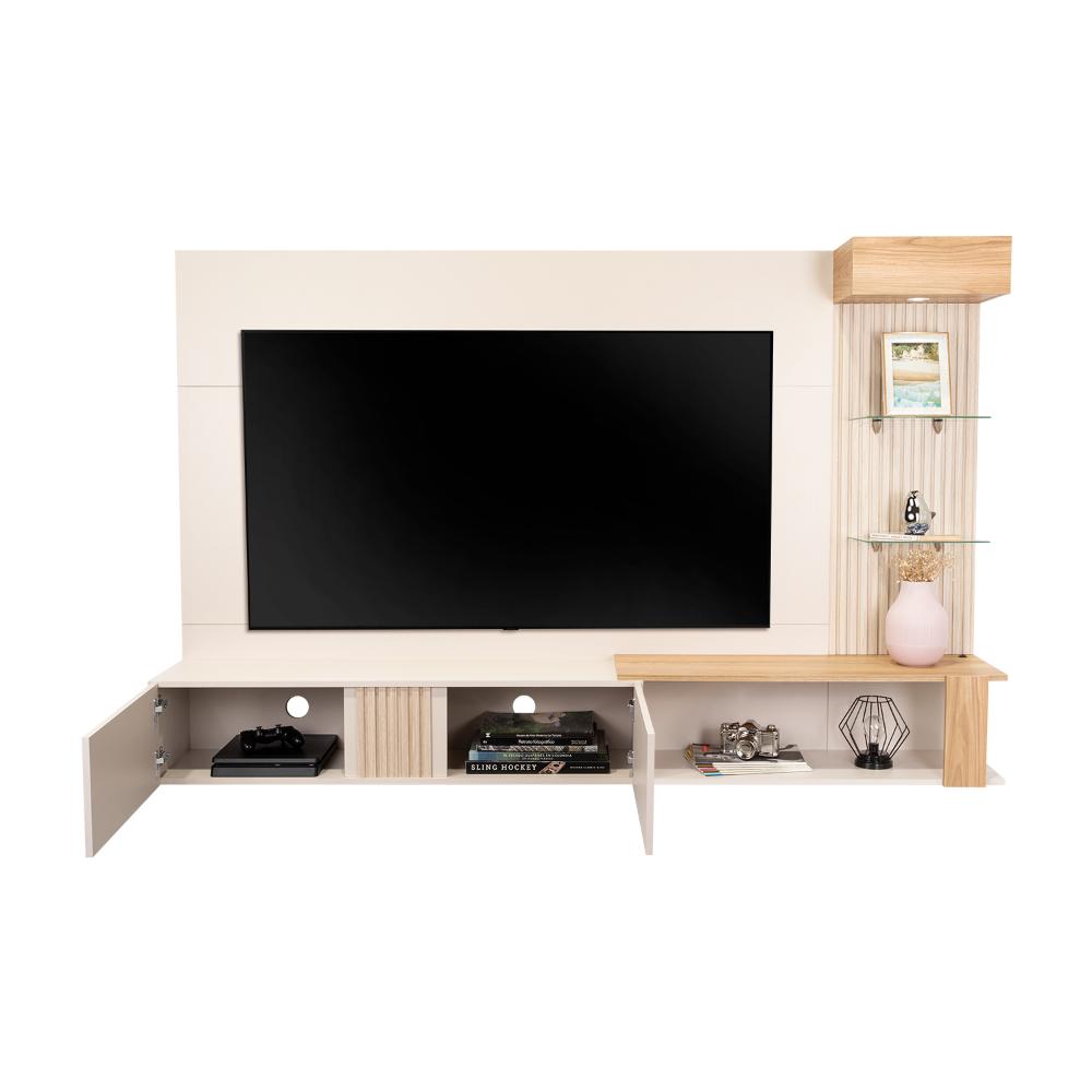 Panel de Tv Isolde, Capri y Fresno Europeo, con Espacio Para Televisor de Hasta 70 Pulgadas