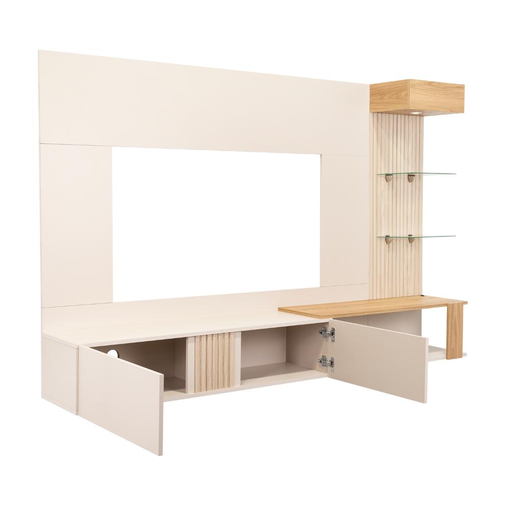 Panel de Tv Isolde, Capri y Fresno Europeo, con Espacio Para Televisor de Hasta 70 Pulgadas