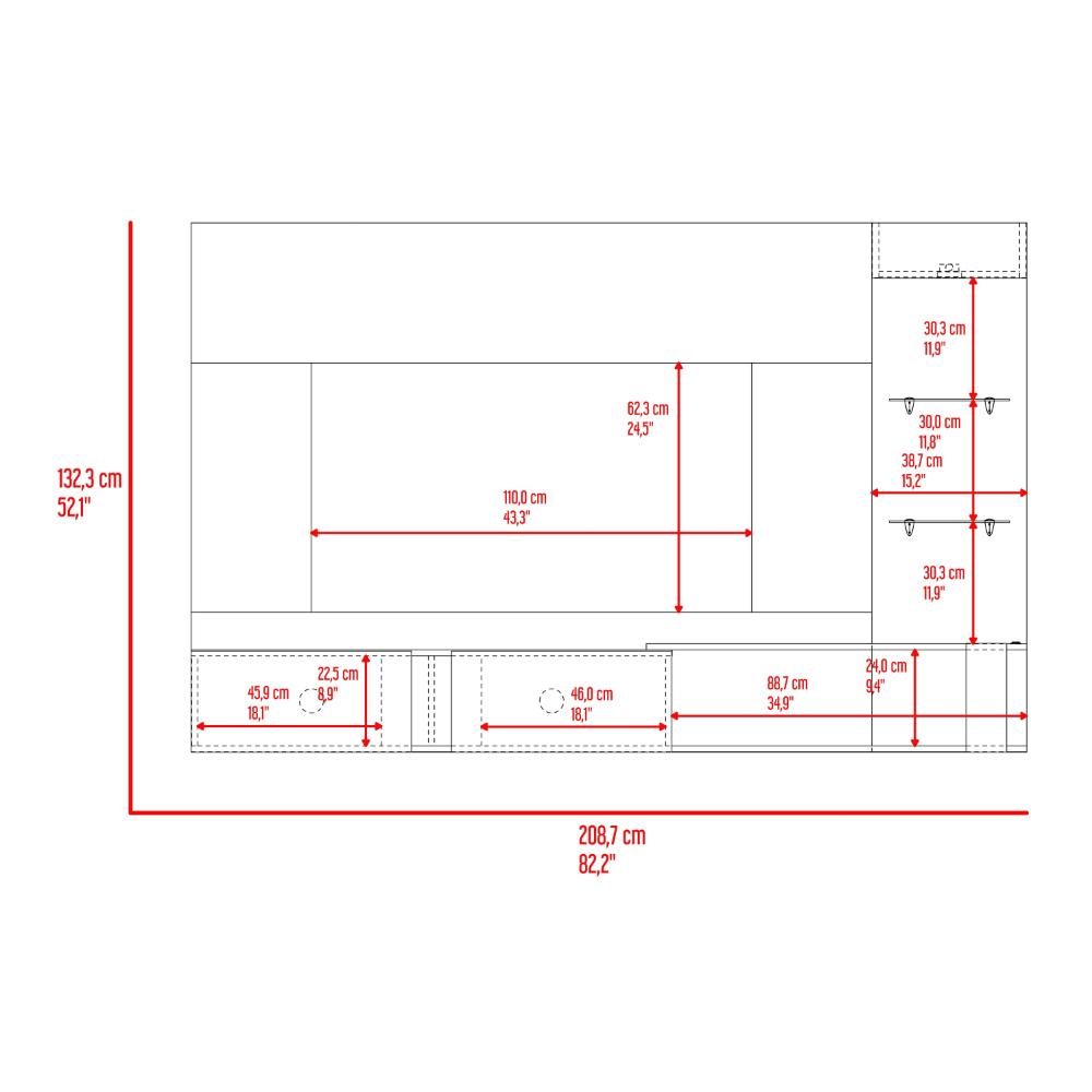 Panel de Tv Isolde, Capri y Fresno Europeo, con Espacio Para Televisor de Hasta 70 Pulgadas