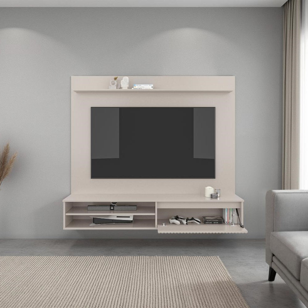 Panel de TV Bowie, Capri y Roble Natural, con Superficie para Objetos Decorativos