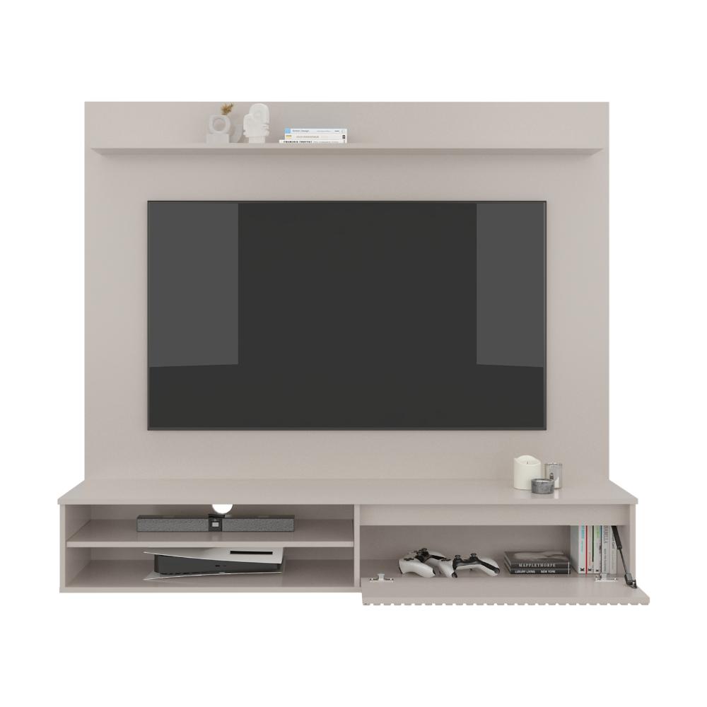 Panel de TV Bowie, Capri y Roble Natural, con Superficie para Objetos Decorativos