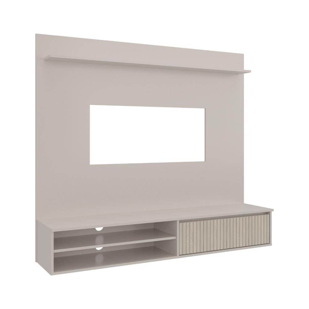 Panel de TV Bowie, Capri y Roble Natural, con Superficie para Objetos Decorativos