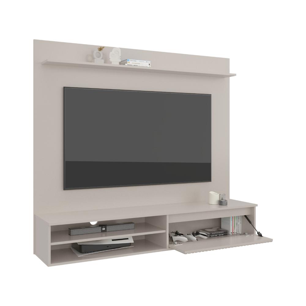Panel de TV Bowie, Capri y Roble Natural, con Superficie para Objetos Decorativos
