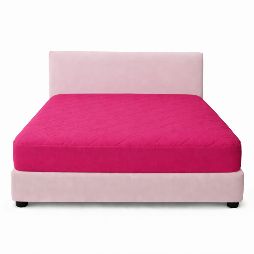 Protector colchon queen acolchado fucsia 160x190cm