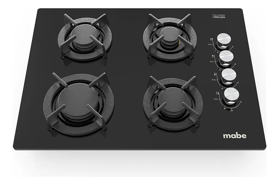 Estufa de Empotrar Mabe 60cms 4 Puestos Gas Natural, Negro
