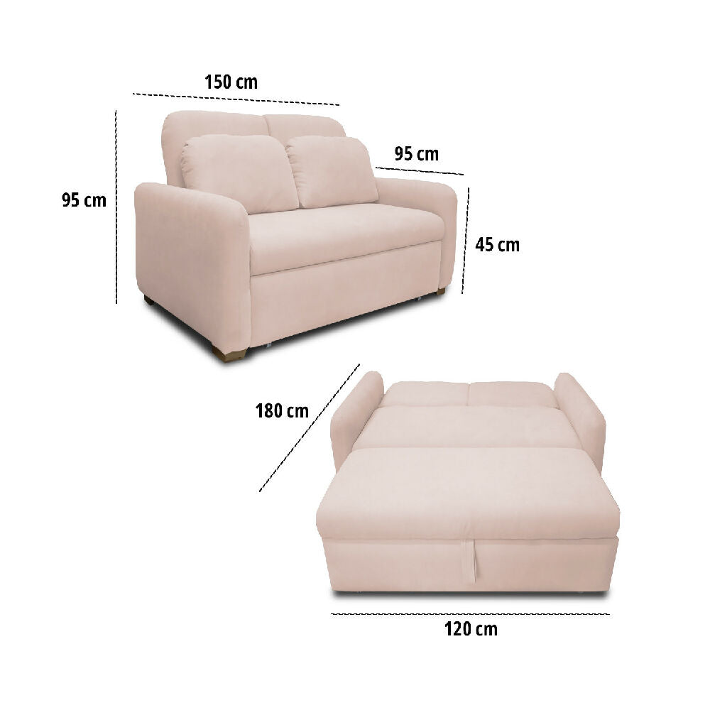 Sofacama Nube Multifuncional Carrito Reclinable Beige + Cojines