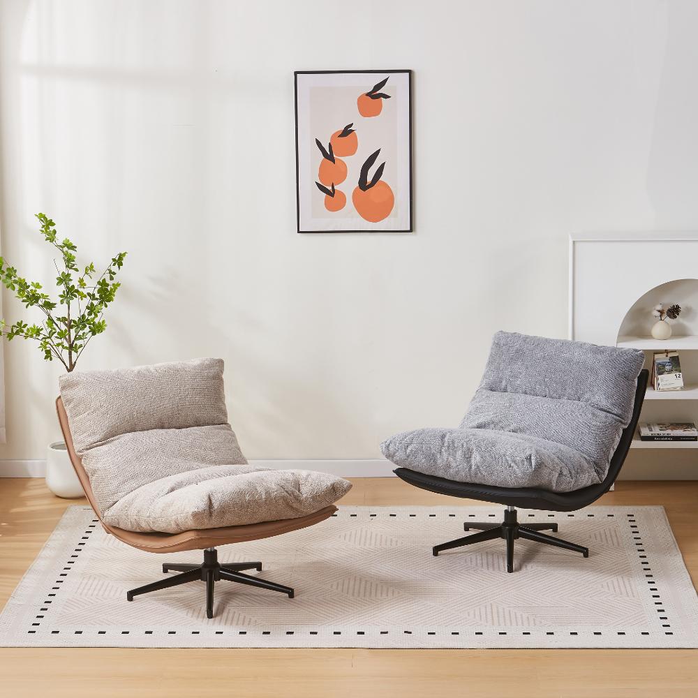 Poltrona Giratoria Marsella, Negro y Gris, Con Diseño Moderno