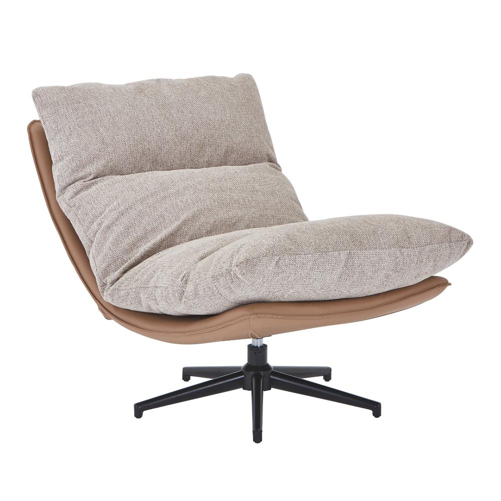 Poltrona Giratoria Marsella, Taupe y Beige, Con Diseño Moderno