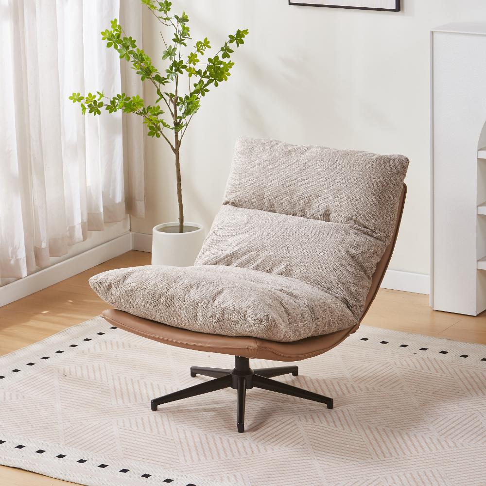 Poltrona Giratoria Marsella, Taupe y Beige, Con Diseño Moderno