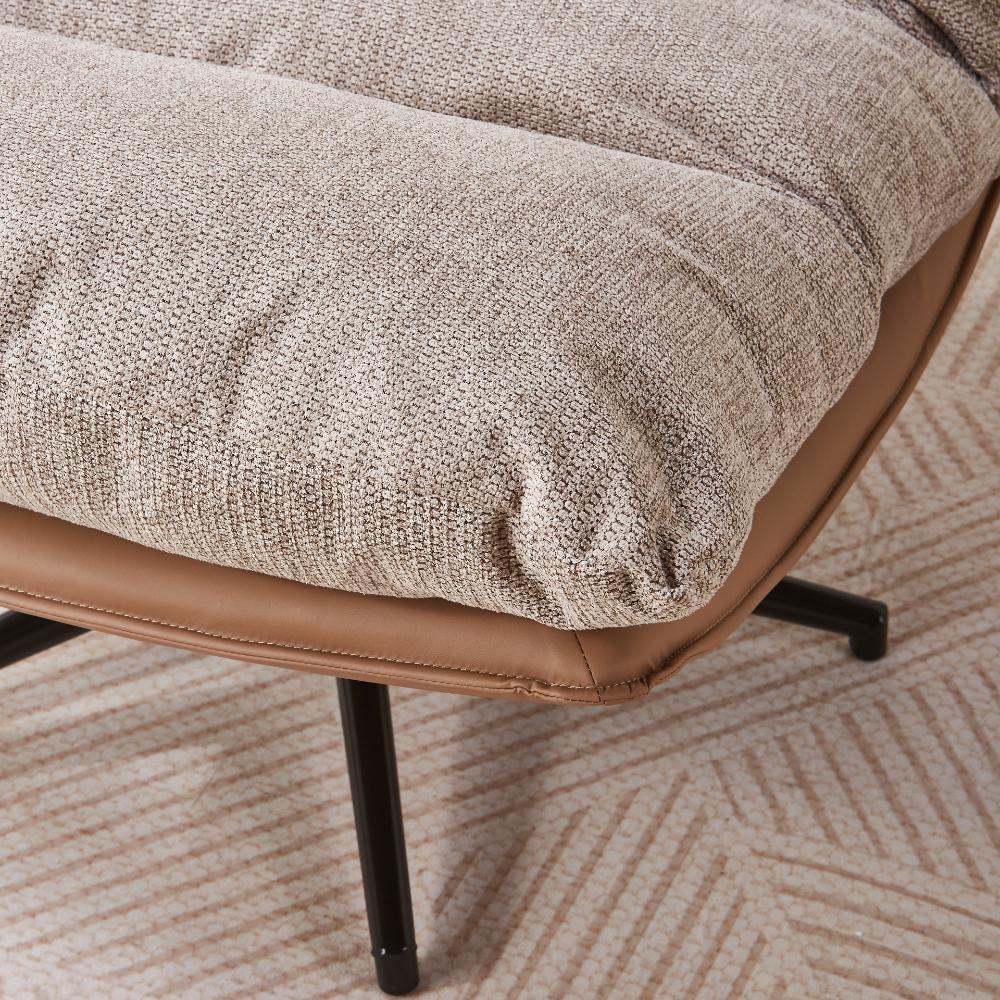 Poltrona Giratoria Marsella, Taupe y Beige, Con Diseño Moderno